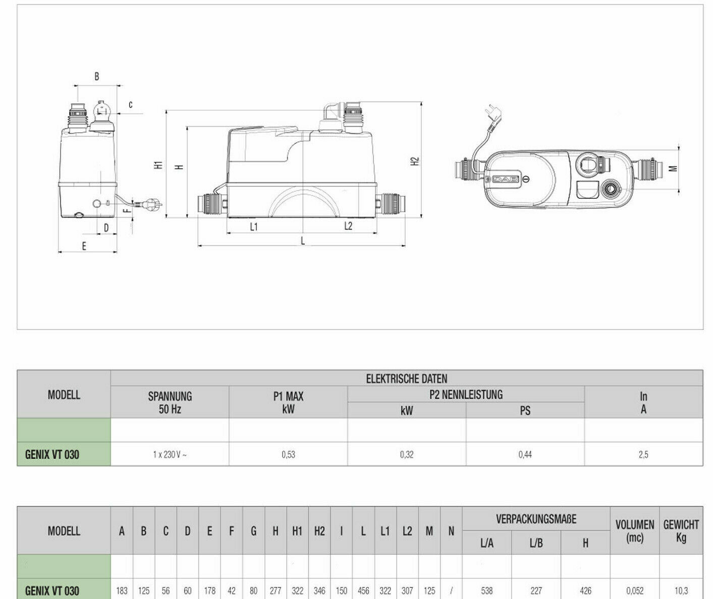 DAB Genix VT 030 Schmutzwasser Hebeanlage Abwasser Waschtisch Dusche | eBay